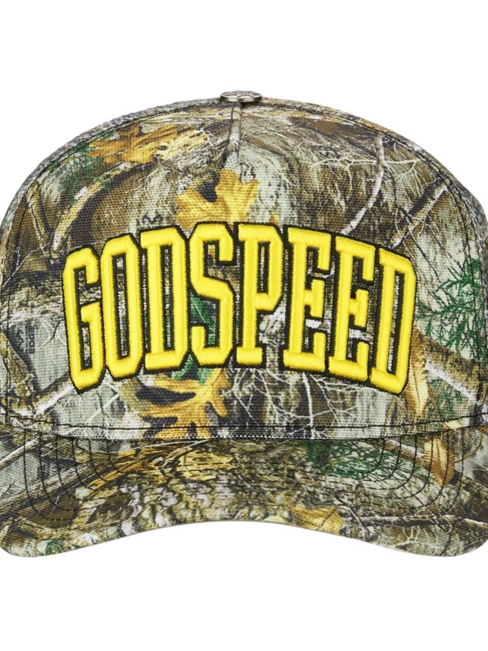 GODSPEED Camo Baseball Hat with Yellow Embroidered Logo